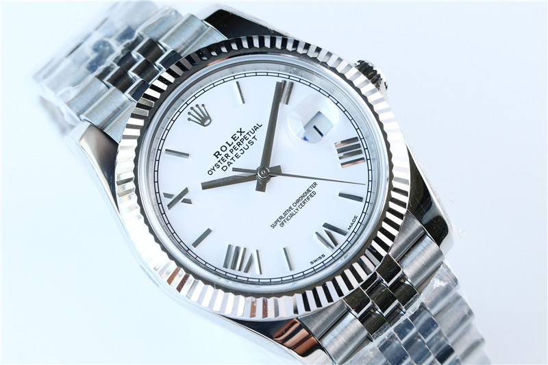 N廠Rolex勞力士41mm日志型白盤羅馬字釘牙圈五銖鏈復刻表
