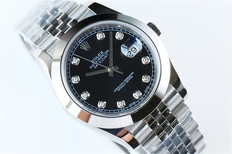 N廠Rolex勞力士41mm日志型黑盤鉆釘光圈五銖鏈復刻表